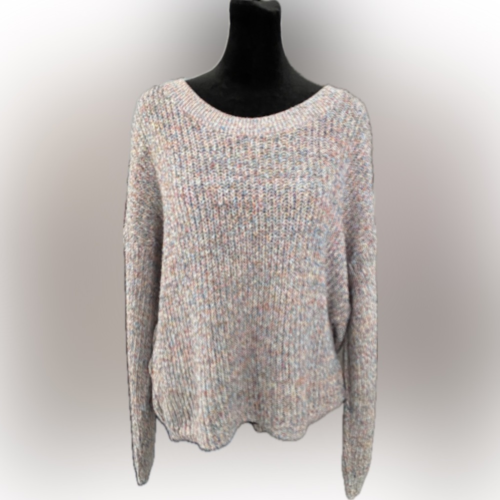 Express Rainbow Knit Open Back Sweater - Size Medium - EUC